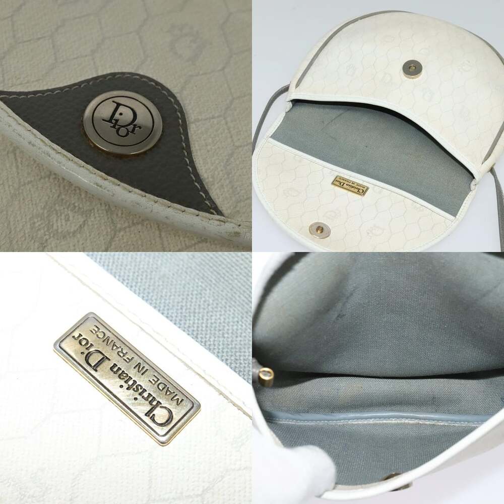DIOR Honeycomb Canvas Shoulder Bag Pvc White Gold - Picture 11 of 12